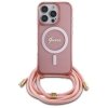 Guess GUHMP16LHCTSGNSP iPhone 16 Pro     6.3 różowy/pink hardcase Crossbody Cord Script MagSafe